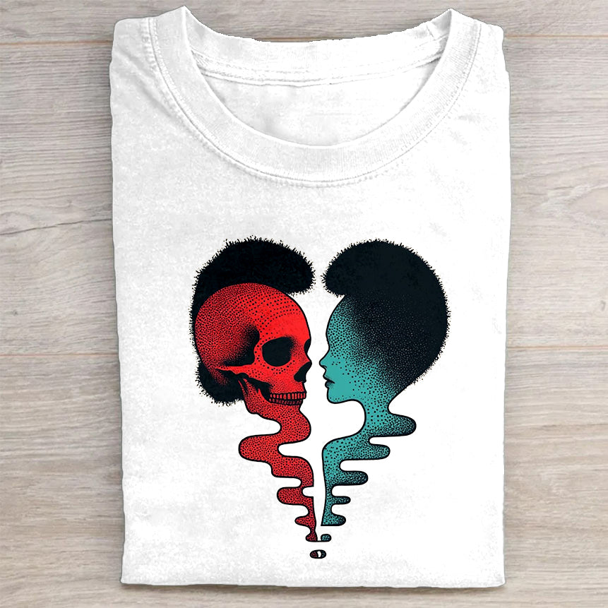 Skull and Face Artistic Design Men's Graphic T-Shirt