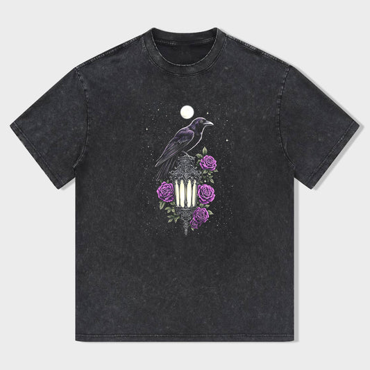 Raven Moon Floral Graphic T-Shirt