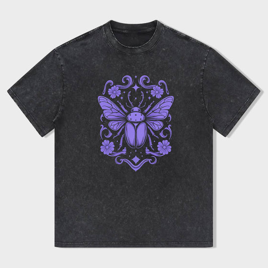Purple Beetle Floral Design Men's Graphic T-Shirt