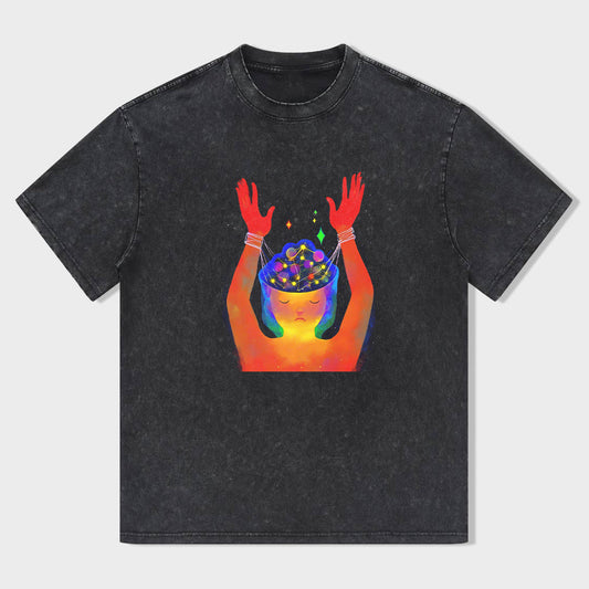 Colorful Galaxy Hands Graphic T-Shirt