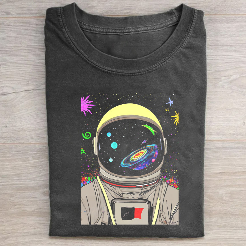 Astronaut Space Galaxy Print Short Sleeve T-Shirt