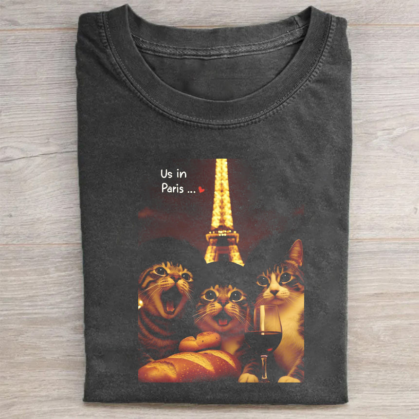 Paris Eiffel Tower Cats Graphic T-Shirt