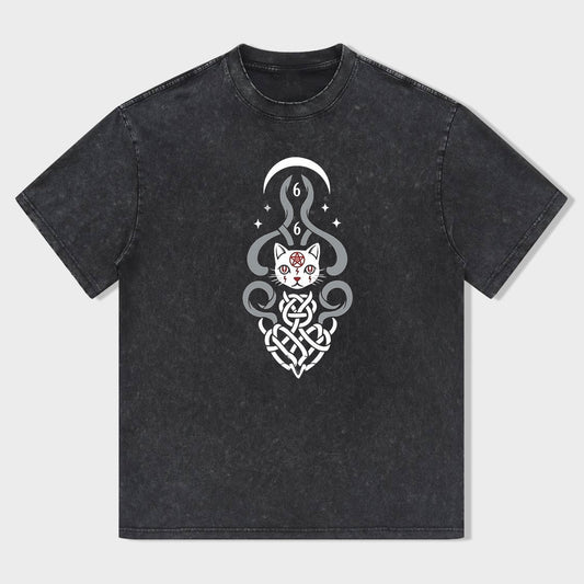 Cute Cat Celtic Knot Design Graphic T-Shirt