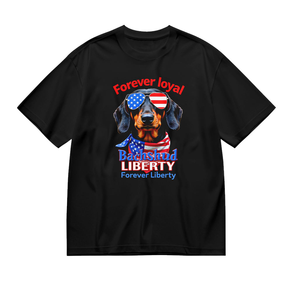 Forever Loyal Dachshund Liberty American Flag Sunglasses Patriotic T-Shirt