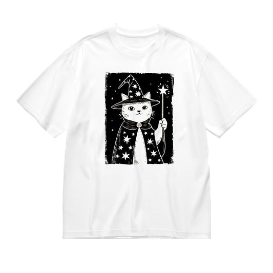Cute Cat Wizard Graphic T-Shirt