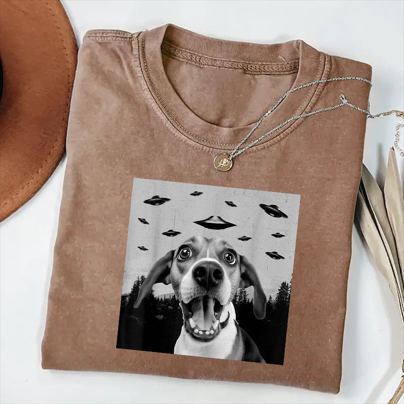 Alien UFO Funny Beagle Dog Lover Men Women Kids T-Shirt