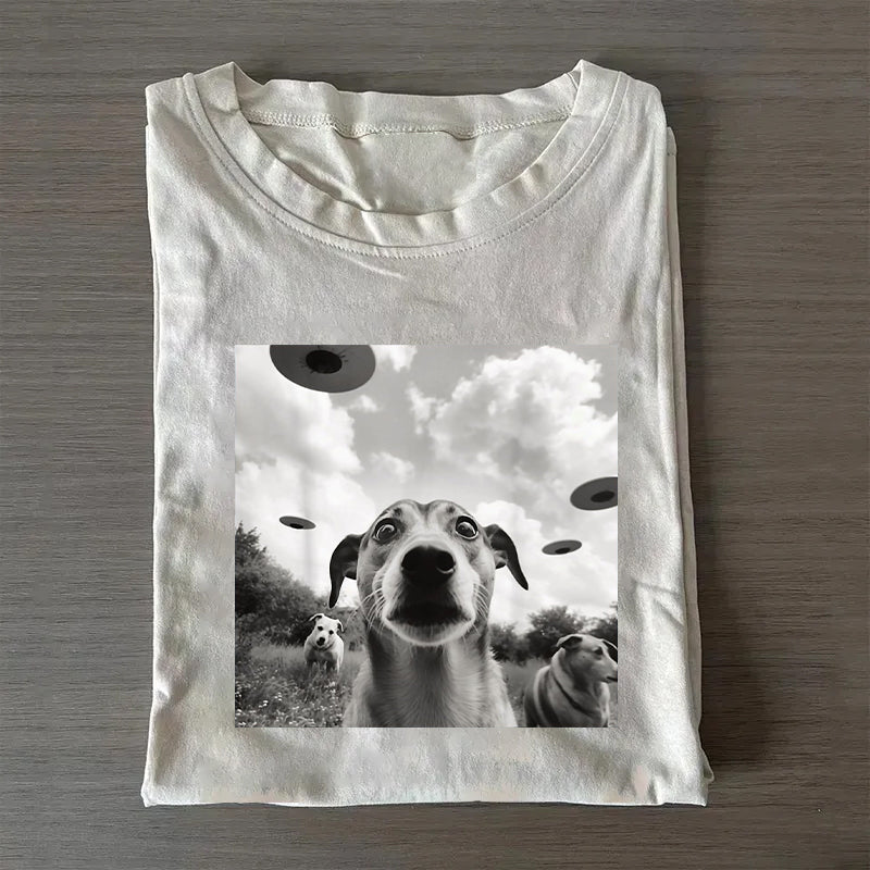 Alien UFO Funny Weimaraner Dog Lover Men Women Kids T-Shirt