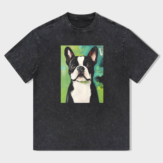 Boston Terrier Dog Art Print Men's Casual T-Shirt
