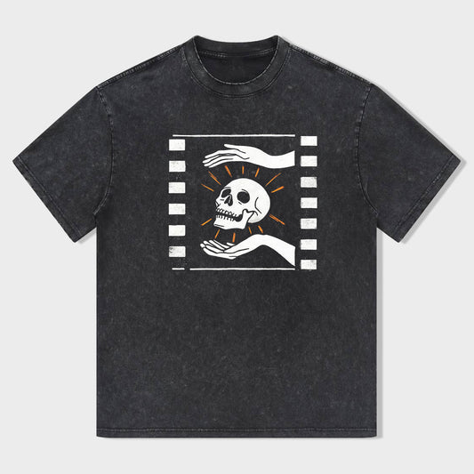 Skull Design Graphic Print Short Sleeve T-Shirt