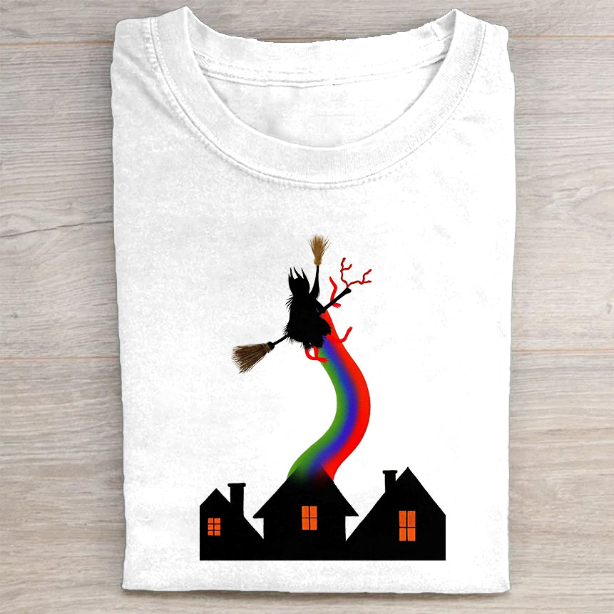 Witch Silhouette Design White T-Shirt