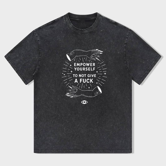 Short Sleeve Black T-Shirt with Empower Yourself Graphic - Casual Daily Wear