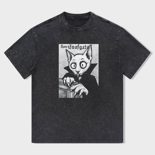 Vintage Cat Vampire Graphic T-Shirt