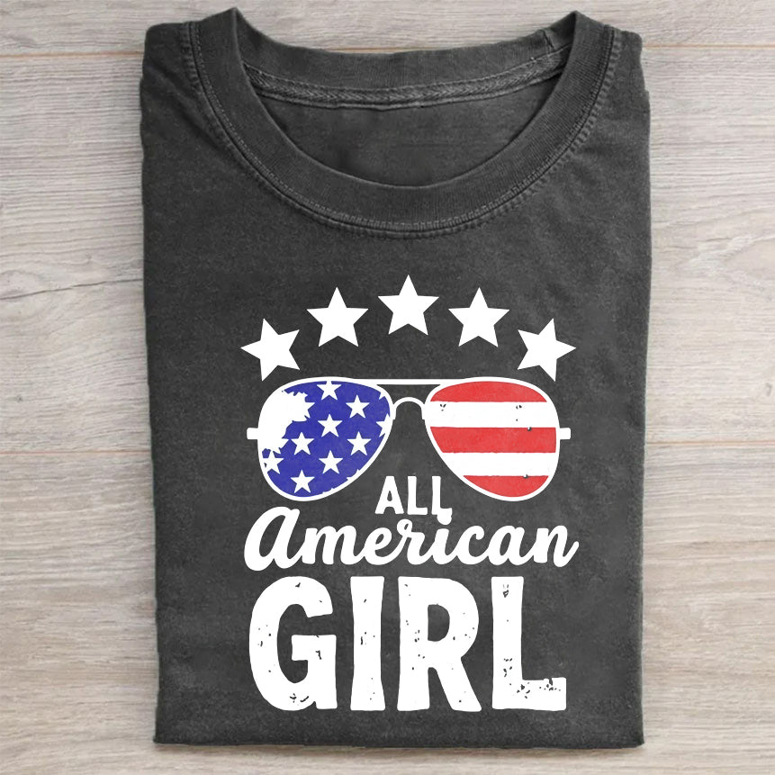 All American Girl Stars and Stripes Patriotic T-Shirt
