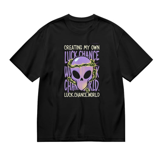 Creating My Own Luck Chance World Purple Alien Graphic T-Shirt