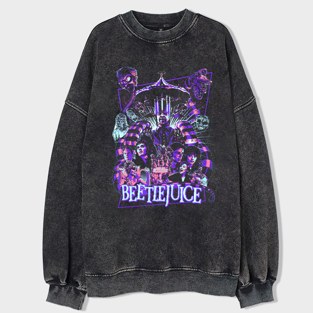 BeetieJuice Crew Neck Acid Wash Sweatshirt - heygraff