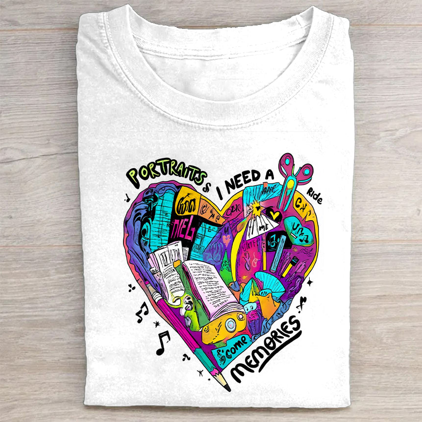 Colorful Heart Graphic T-Shirt