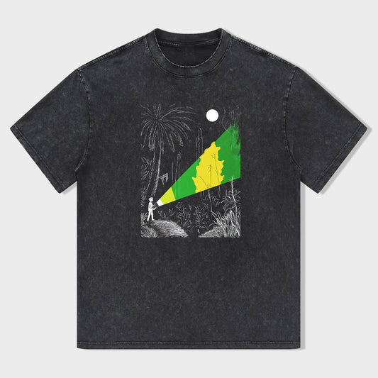 Men's Graphic T-Shirt with Palm Tree and Light Beam Design T-Shirt