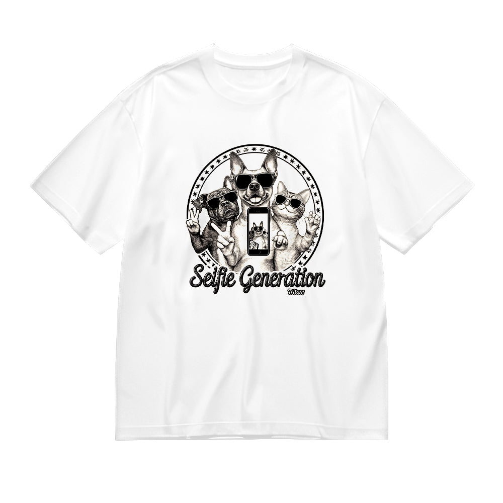 Selfie Generation Graphic Design White T-Shirt