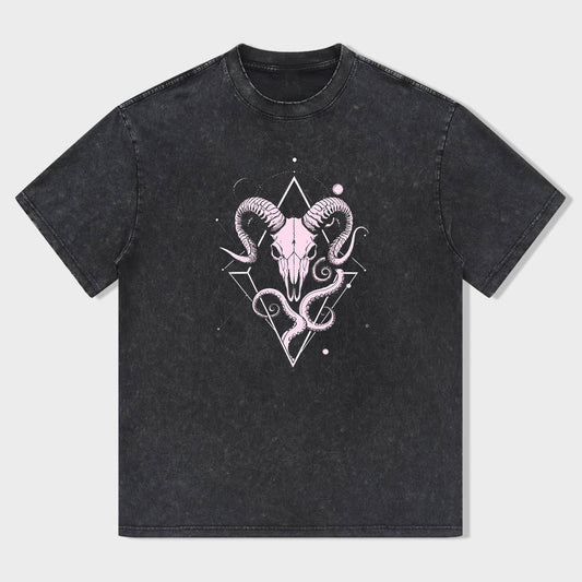 Baphomet Skull Graphic Tee Men's Cotton Short Sleeve T-Shirt
