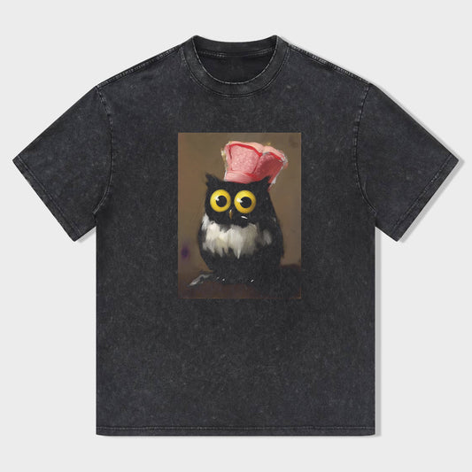 Cute Owl with Pink Hat Graphic T-Shirt