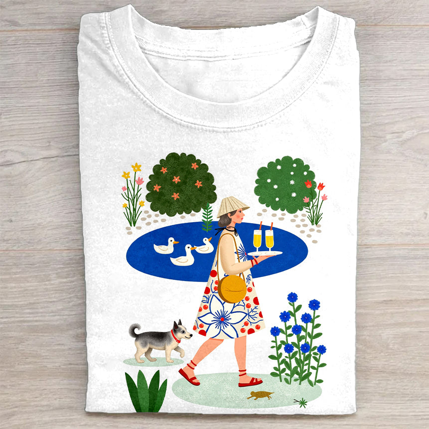 Colorful Summer Walk Graphic T-Shirt