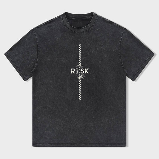 Men's Casual Graphic T-Shirt with RISK Print Design T-Shirt
