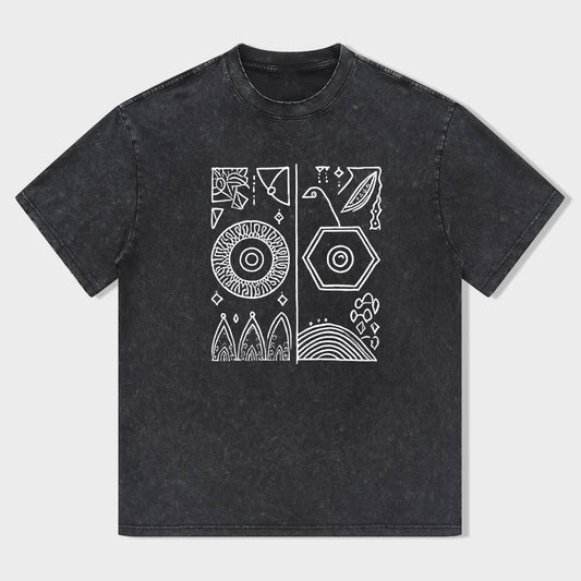 Geometric Pattern Graphic Tee for Men Women Unisex Casual Short Sleeve T-Shirt