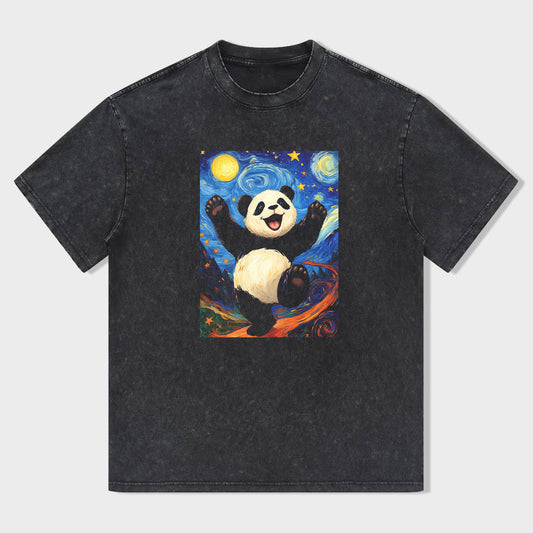 Panda Galaxy Art Print Men's Casual Short Sleeve T-Shirt