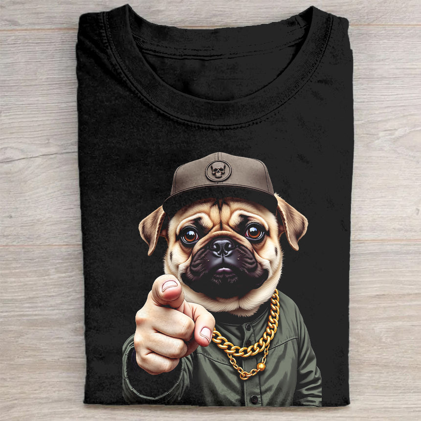 Cute hip-hop Pug Graphic T-Shirt