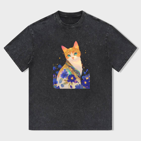 Colorful Cat Graphic Print Men's T-Shirt