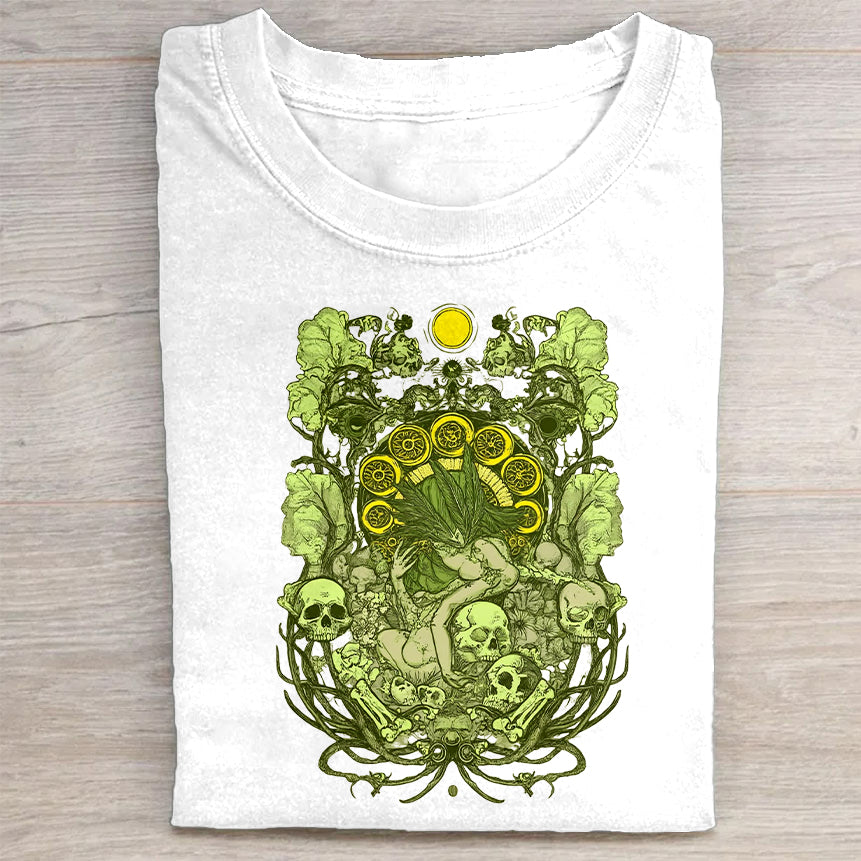 Green Tribal Graphic Design T-Shirt