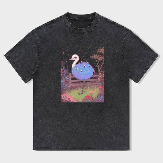 Ostrich Garden Print Men's Casual T-Shirt