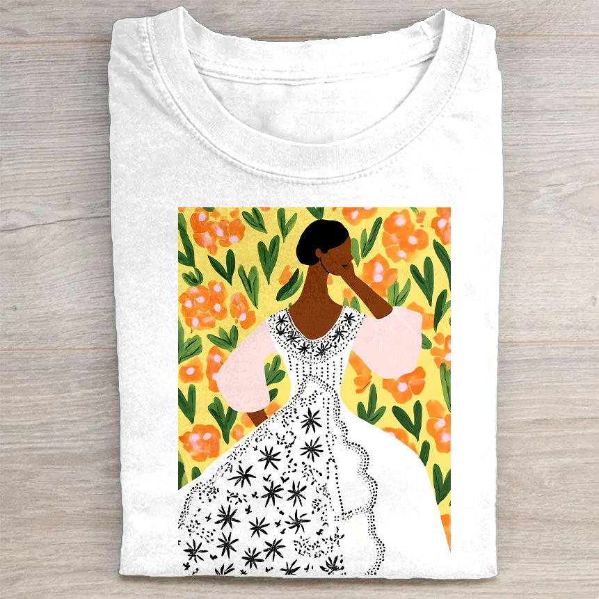 Elegant Floral Dress Graphic T-Shirt