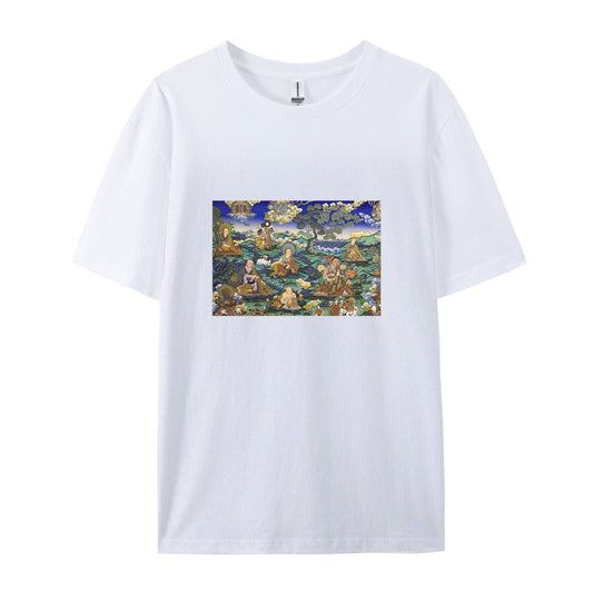 Buddhist Thangka Art Print T-Shirt for Men Women - Traditional Tibetan Buddhism Design Graphic Tee - Comfortable Casual Wear - Unique Spiritual Clothing - Size S-3XL