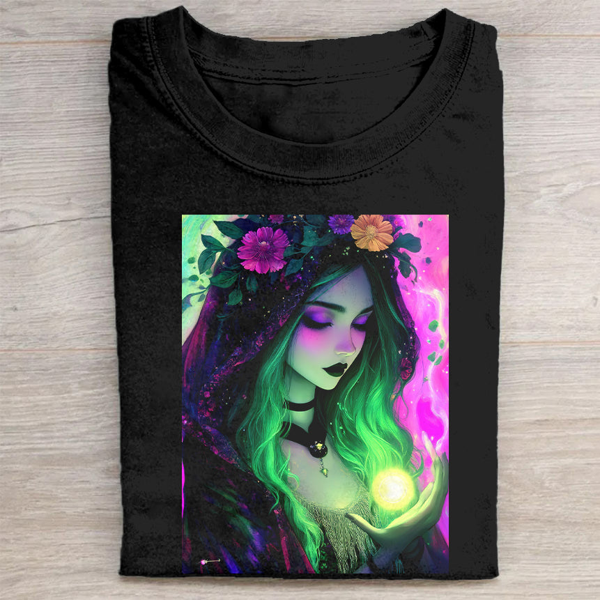 Neon Fantasy Girl Graphic T-Shirt