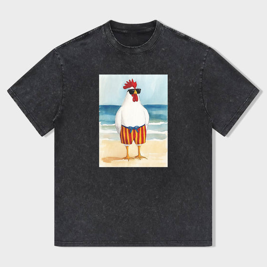 Beach Rooster Graphic T-Shirt