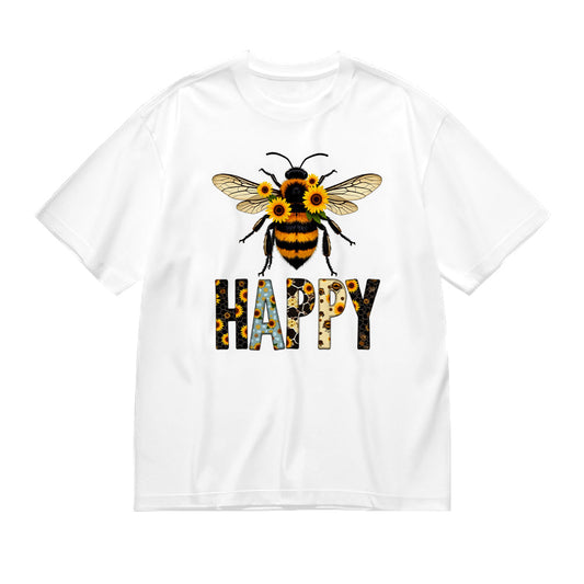 Bee Happy Sunflower Graphic T-Shirt