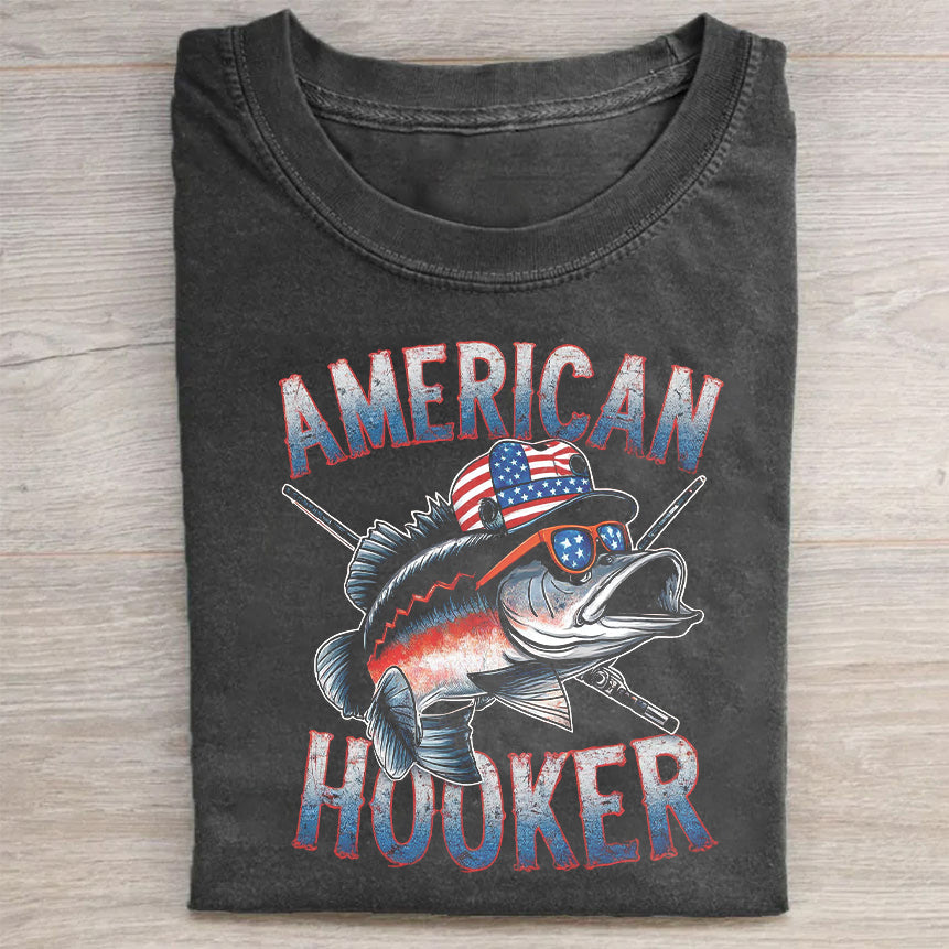 American Hooker Fishing Graphic T-Shirt