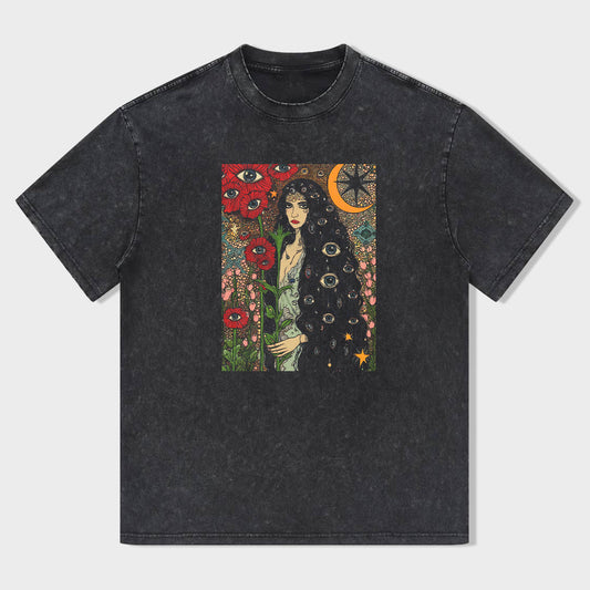 Artistic Print T-Shirt with Vintage Floral Design for Women Men Unisex Graphic Tee