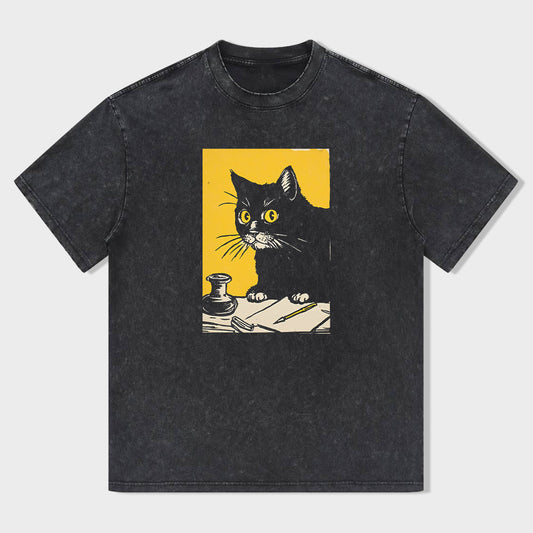 Vintage Cat Art Graphic T-Shirt
