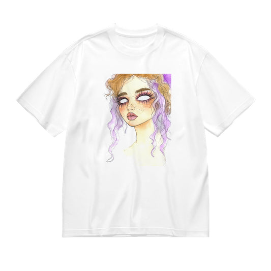 Artistic Purple Hair Girl Design Women's Fashion T-Shirt
