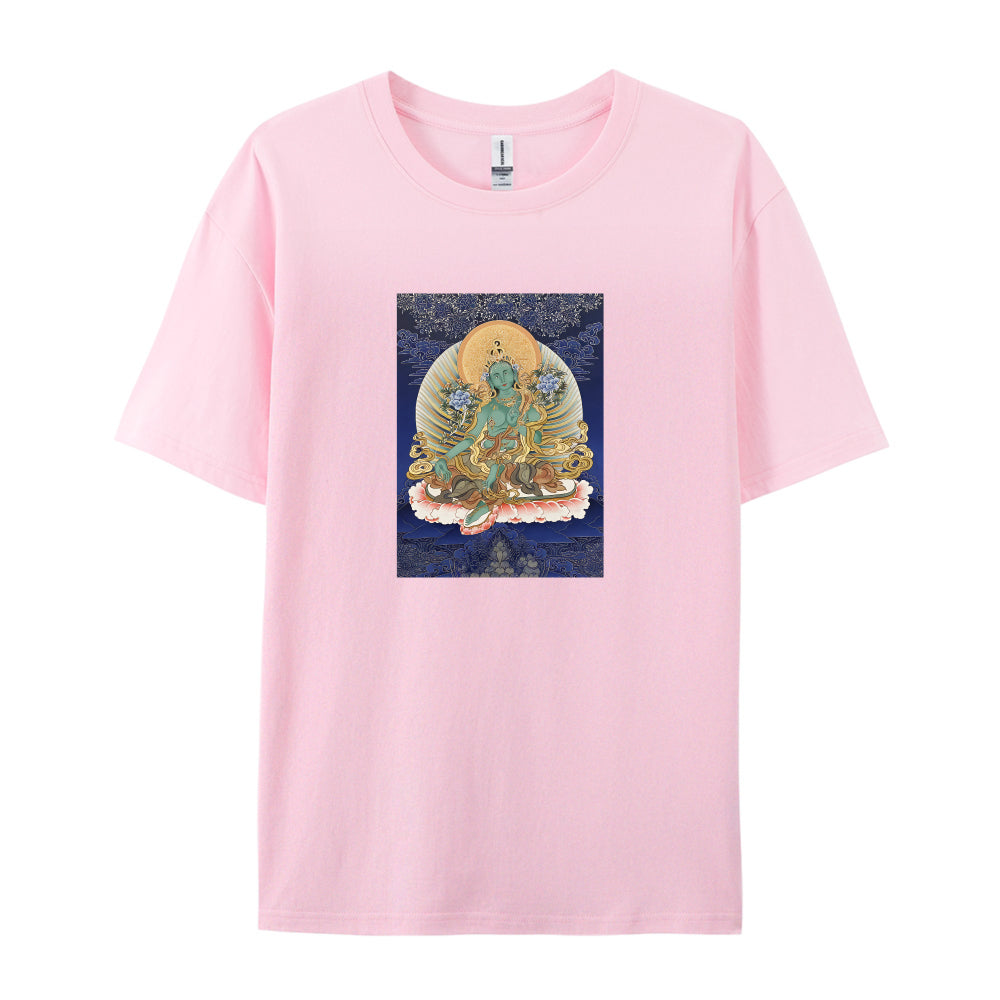 Green Tara Tibetan Buddhist Deity Spiritual Art White T-Shirt
