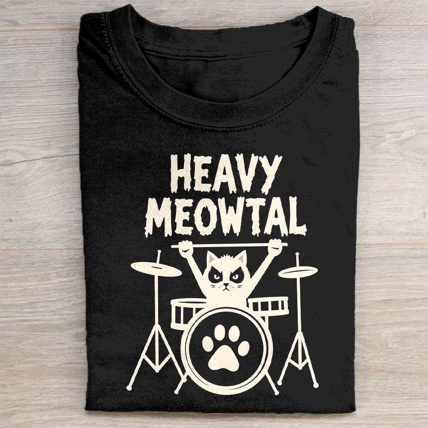 Heavy Meowtal Drummer Cat T-Shirt