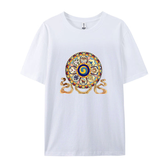 Mandala Design T-Shirt for Men Women - Colorful Buddhist Art Graphic Tee - Spiritual Yoga Meditation Clothing - Unique Cultural Symbol Print Top - Comfortable Casual Daily Wear Shirt