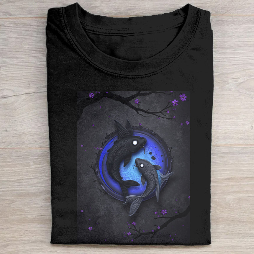 Black T-Shirt with Blue Dragon Graphic Design