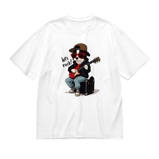 Cool Cat Playing Guitar Graphic T-Shirt