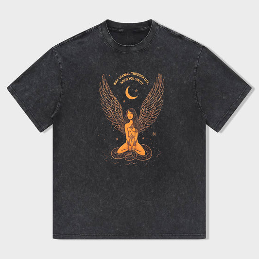 Angel Wings Moon Design Graphic T-Shirt
