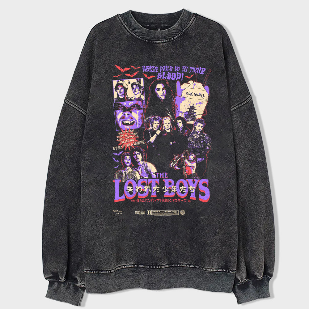 Dark Vampire Acid Wash Sweatshirt - heygraff