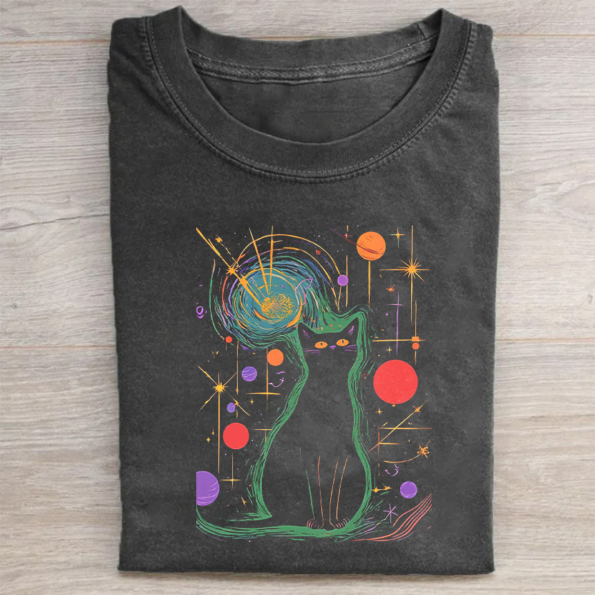 Geometric Cat Design Graphic T-Shirt