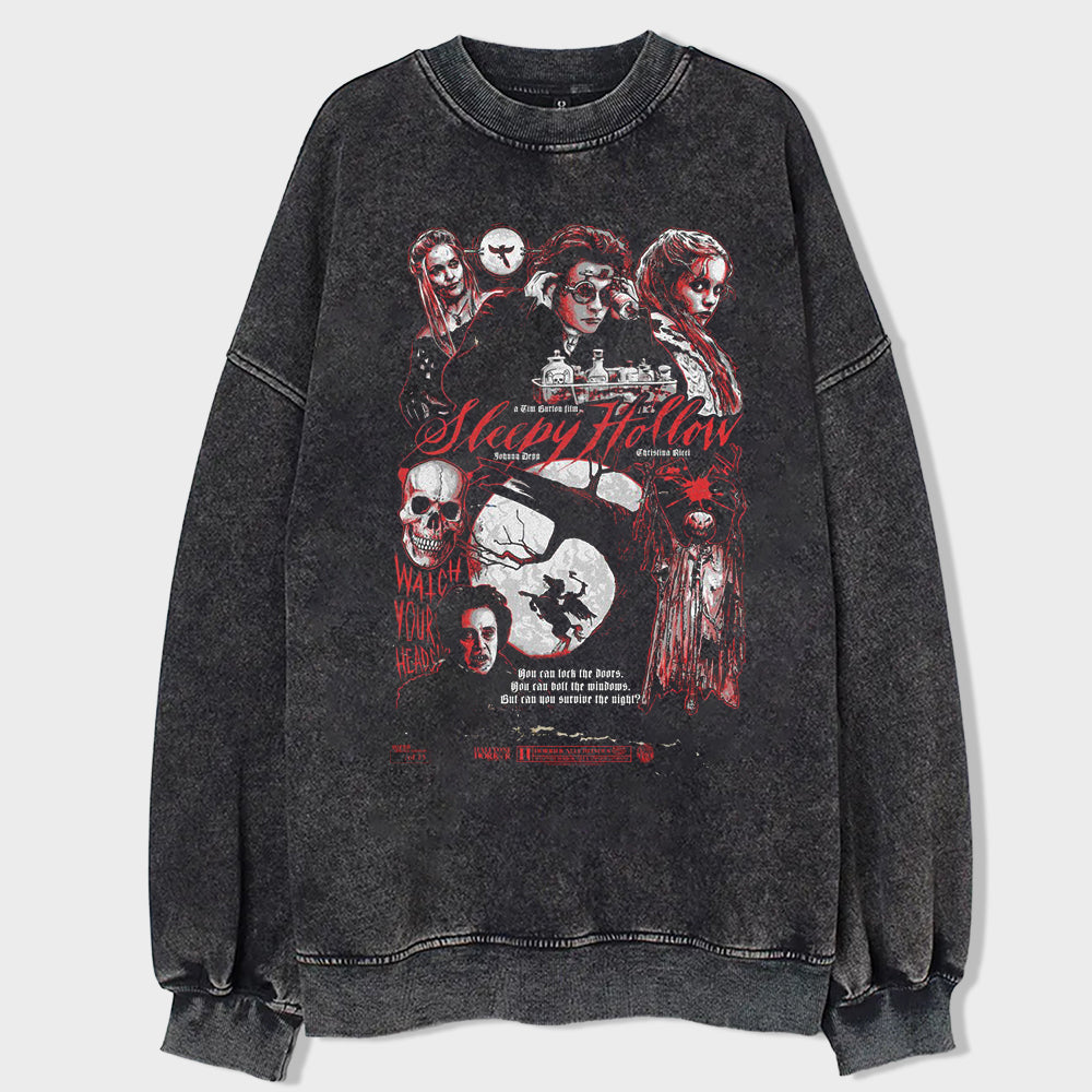 Gothic Secret Acid Wash Sweatshirt - heygraff